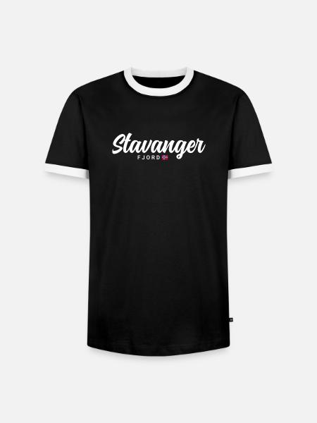 Stavanger Fjord - Männer Kontrast-T-Shirt - Schwarz/Weiß