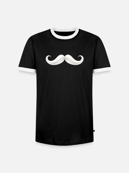 Weißer Schnurrbart Print - Männer Kontrast-T-Shirt - Schwarz/Weiß