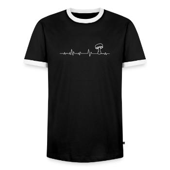 Pilz Pilze Steinpilz - Männer Kontrast-T-Shirt - Schwarz/Weiß - Vorne - AI Model Female 172 light (172cm) & AI Model Male 178 light (178cm)