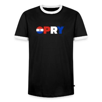Paraguay - T-shirt contrasté Homme - noir/blanc - Devant - AI Model Female 172 light (172cm) & AI Model Male 178 light (178cm)