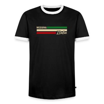 Italia - Messina - Italien - Italy - Men's Ringer Shirt - black/white - Front - AI Model Female 172 light (172cm) & AI Model Male 178 light (178cm)