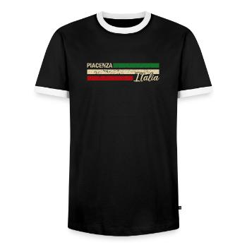 Italia - Piacenza - Italien - Italy - Men's Ringer Shirt - black/white - Front - AI Model Female 172 light (172cm) & AI Model Male 178 light (178cm)