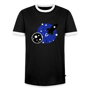 rocket - Men's Ringer Shirt - black/white - Front - AI Model Female 172 light (172cm) & AI Model Male 178 light (178cm)