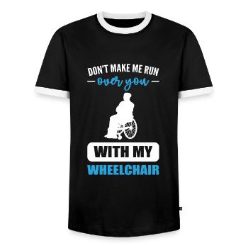 Fauteuil roulant - T-shirt contrasté Homme - noir/blanc - Devant - AI Model Female 172 light (172cm) & AI Model Male 178 light (178cm)
