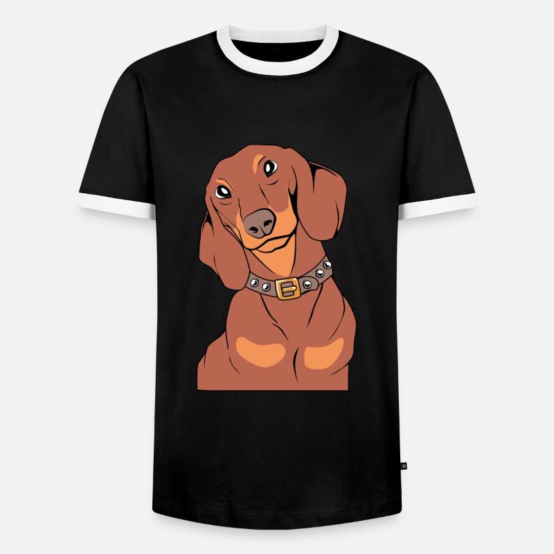 Dackel - Männer Kontrast-T-Shirt - Schwarz/Weiß