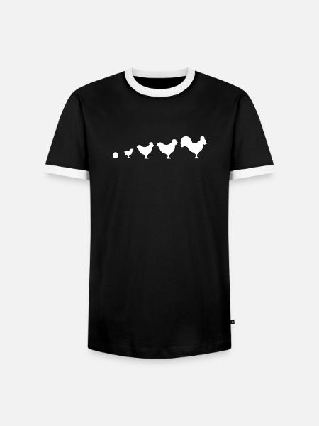 Evolution Farmer Chicken Rooster Funny - Men's Ringer Shirt - black/white