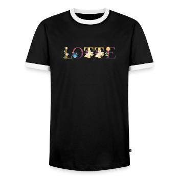 LOTTE Name mit Blumen geschmückt - Männer Kontrast-T-Shirt - Schwarz/Weiß - Vorne - AI Model Female 172 light (172cm) & AI Model Male 178 light (178cm)