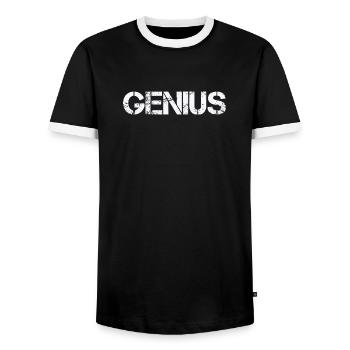 GENIUS - Men's Ringer Shirt - black/white - Front - AI Model Female 172 light (172cm) & AI Model Male 178 light (178cm)