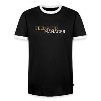 Feelgood manager black shirt - Men's Ringer Shirt - black/white - Front - AI Model Female 172 light (172cm) & AI Model Male 178 light (178cm)