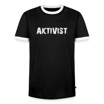 AKTIVIST - Männer Kontrast-T-Shirt - Schwarz/Weiß - Vorne - AI Model Female 172 light (172cm) & AI Model Male 178 light (178cm)