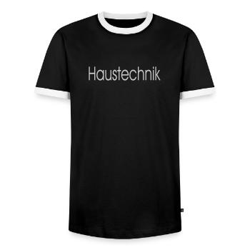 haustechnik - Männer Kontrast-T-Shirt - Schwarz/Weiß - Vorne - AI Model Female 172 light (172cm) & AI Model Male 178 light (178cm)