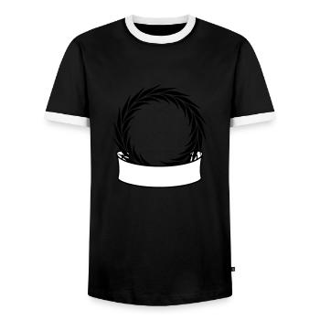 wreath frame circle round banner design logo text - Men's Ringer Shirt - black/white - Front - AI Model Female 172 light (172cm) & AI Model Male 178 light (178cm)
