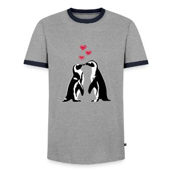 Penguins in love - T-shirt contrasté Homme - gris/marine  - Devant - AI Model Female 172 light (172cm) & AI Model Male 178 light (178cm)