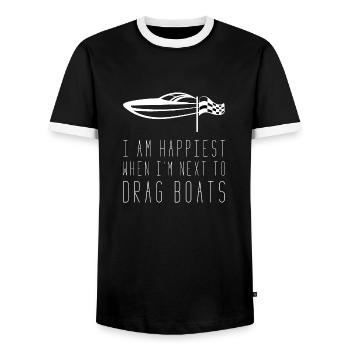 Bateau de course à moteur Bateau de sport Bateau Cadeau - T-shirt contrasté Homme - noir/blanc - Devant - AI Model Female 172 light (172cm) & AI Model Male 178 light (178cm)