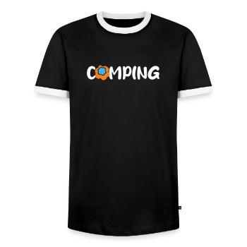 Camping Blume Comic Caravan Van Life Camping-car Fan - T-shirt contrasté Homme - noir/blanc - Devant - AI Model Female 172 light (172cm) & AI Model Male 178 light (178cm)