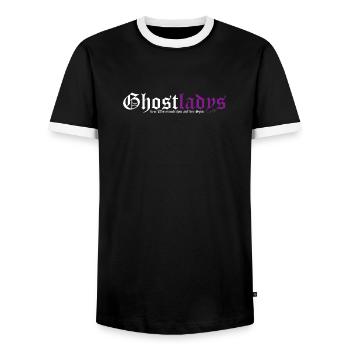 Ghostladys - Männer Kontrast-T-Shirt - Schwarz/Weiß - Vorne - AI Model Female 172 light (172cm) & AI Model Male 178 light (178cm)