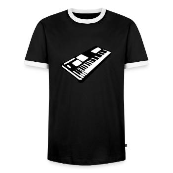 keyboard music piano music instrument - Men's Ringer Shirt - black/white - Front - AI Model Female 172 light (172cm) & AI Model Male 178 light (178cm)
