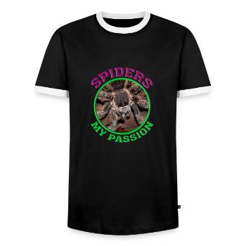 Spinnen / Vogelspinne / Spider / Tarantula - Männer Kontrast-T-Shirt - Schwarz/Weiß - Vorne - AI Model Female 172 light (172cm) & AI Model Male 178 light (178cm)