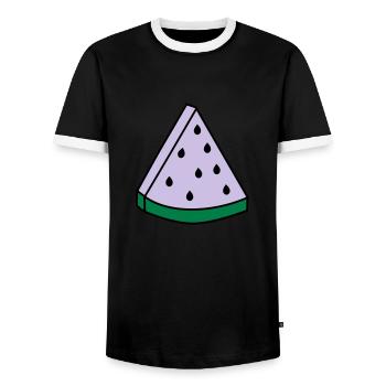 watermelon - Men's Ringer Shirt - black/white - Front - AI Model Female 172 light (172cm) & AI Model Male 178 light (178cm)