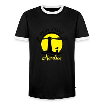 Vitamin See Nordsee - Männer Kontrast-T-Shirt - Schwarz/Weiß - Vorne - AI Model Female 172 light (172cm) & AI Model Male 178 light (178cm)