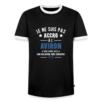 Accro à l'aviron - T-shirt contrasté Homme - noir/blanc - Devant - AI Model Female 172 light (172cm) & AI Model Male 178 light (178cm)