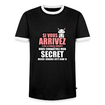 mon secret je vais être grande-soeur - T-shirt contrasté Homme - noir/blanc - Devant - AI Model Female 172 light (172cm) & AI Model Male 178 light (178cm)