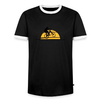 Sport - Fahrrad Downhill Biken Sonne - Männer Kontrast-T-Shirt - Schwarz/Weiß - Vorne - AI Model Female 172 light (172cm) & AI Model Male 178 light (178cm)