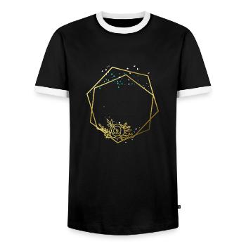 Cadre Or Rose Hexagone Abstrait Hexagone - T-shirt contrasté Homme - noir/blanc - Devant - AI Model Female 172 light (172cm) & AI Model Male 178 light (178cm)