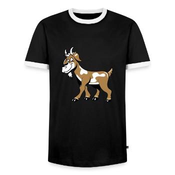 Ziege freundlich lieb - Männer Kontrast-T-Shirt - Schwarz/Weiß - Vorne - AI Model Female 172 light (172cm) & AI Model Male 178 light (178cm)
