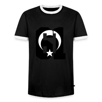Trabzon 61 Türkiye - Männer Kontrast-T-Shirt - Schwarz/Weiß - Vorne - AI Model Female 172 light (172cm) & AI Model Male 178 light (178cm)