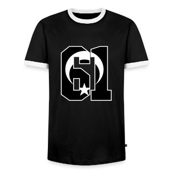 Trabzon 61 Türkei Flagge - Männer Kontrast-T-Shirt - Schwarz/Weiß - Vorne - AI Model Female 172 light (172cm) & AI Model Male 178 light (178cm)