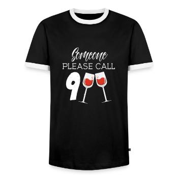 Bitte jemand 9 Wein Wein anrufen - Männer Kontrast-T-Shirt - Schwarz/Weiß - Vorne - AI Model Female 172 light (172cm) & AI Model Male 178 light (178cm)