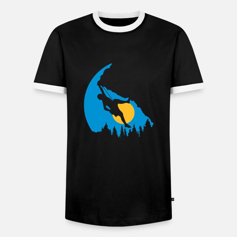 Bäume Sonne Klettern Silhouette - Männer Kontrast-T-Shirt - Schwarz/Weiß