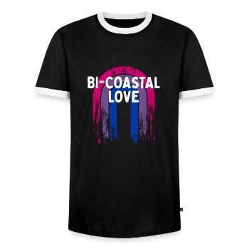 Bi-Coastal Love Bisexual Couples Bi Pride Lovers - T-shirt contrasté Homme - noir/blanc - Devant - AI Model Female 172 light (172cm) & AI Model Male 178 light (178cm)