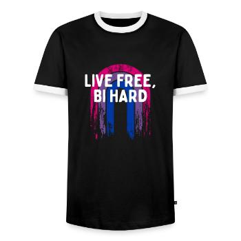 Live Free Bi Hard Bisexual Motivational Quote Bi - T-shirt contrasté Homme - noir/blanc - Devant - AI Model Female 172 light (172cm) & AI Model Male 178 light (178cm)