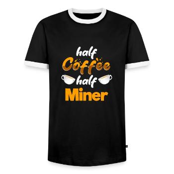 Moitié café Moitié mineur Drôle Exploitation minière Humour Pitman - T-shirt contrasté Homme - noir/blanc - Devant - AI Model Female 172 light (172cm) & AI Model Male 178 light (178cm)
