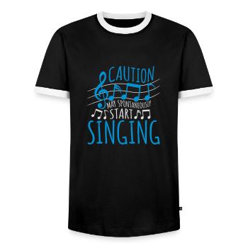 may spontaneously start singing - Männer Kontrast-T-Shirt - Schwarz/Weiß - Vorne - AI Model Female 172 light (172cm) & AI Model Male 178 light (178cm)