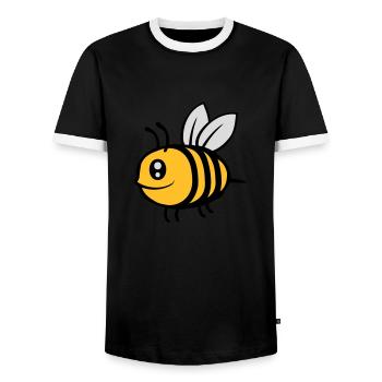 Cute little cartoon bee - Men's Ringer Shirt - black/white - Front - AI Model Female 172 light (172cm) & AI Model Male 178 light (178cm)