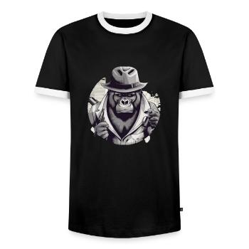 Der Gorilla - Männer Kontrast-T-Shirt - Schwarz/Weiß - Vorne - AI Model Female 172 light (172cm) & AI Model Male 178 light (178cm)
