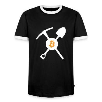 Mineur de bitcoin - T-shirt contrasté Homme - noir/blanc - Devant - AI Model Female 172 light (172cm) & AI Model Male 178 light (178cm)