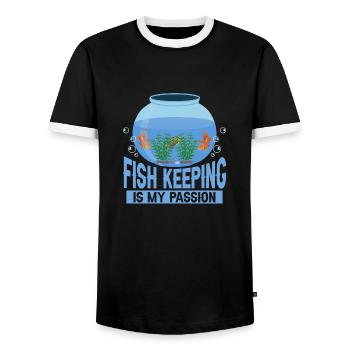 Fish Keeping Is My Passion Aquarium Owner Fish Kee - Men's Ringer Shirt - black/white - Front - AI Model Female 172 light (172cm) & AI Model Male 178 light (178cm)