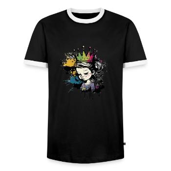 Prinzessin Graffiti Farbtropfen - Männer Kontrast-T-Shirt - Schwarz/Weiß - Vorne - AI Model Female 172 light (172cm) & AI Model Male 178 light (178cm)