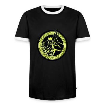 Poséidon Triton - T-shirt contrasté Homme - noir/blanc - Devant - AI Model Female 172 light (172cm) & AI Model Male 178 light (178cm)