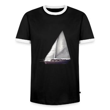 Voile, Voile, Voilier, Marin, Voilier - T-shirt contrasté Homme - noir/blanc - Devant - AI Model Female 172 light (172cm) & AI Model Male 178 light (178cm)