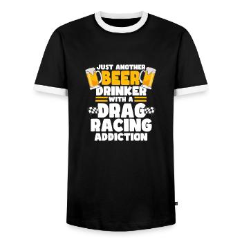 Nur ein weiterer Biertrinker mit einer Sucht nach - Männer Kontrast-T-Shirt - Schwarz/Weiß - Vorne - AI Model Female 172 light (172cm) & AI Model Male 178 light (178cm)