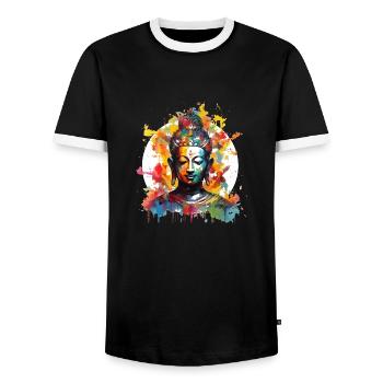 Méditation Pureté Sagesse Compassion Don - T-shirt contrasté Homme - noir/blanc - Devant - AI Model Female 172 light (172cm) & AI Model Male 178 light (178cm)