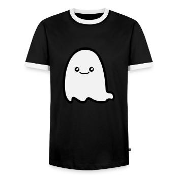 Ghost Comic - Men's Ringer Shirt - black/white - Front - AI Model Female 172 light (172cm) & AI Model Male 178 light (178cm)