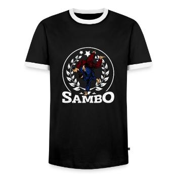 Sambo Arts Martiaux Lutte Russie Sport - T-shirt contrasté Homme - noir/blanc - Devant - AI Model Female 172 light (172cm) & AI Model Male 178 light (178cm)