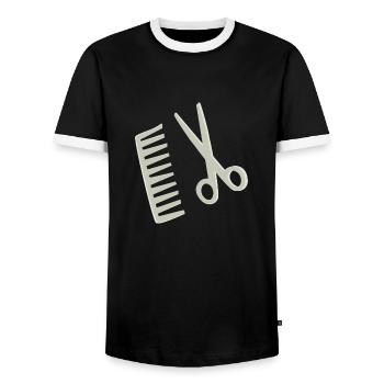Coiffure - T-shirt contrasté Homme - noir/blanc - Devant - AI Model Female 172 light (172cm) & AI Model Male 178 light (178cm)
