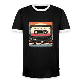 Analog Vibes Only - Music Lover Gift - Men's Ringer Shirt - black/white - Front - AI Model Female 172 light (172cm) & AI Model Male 178 light (178cm)